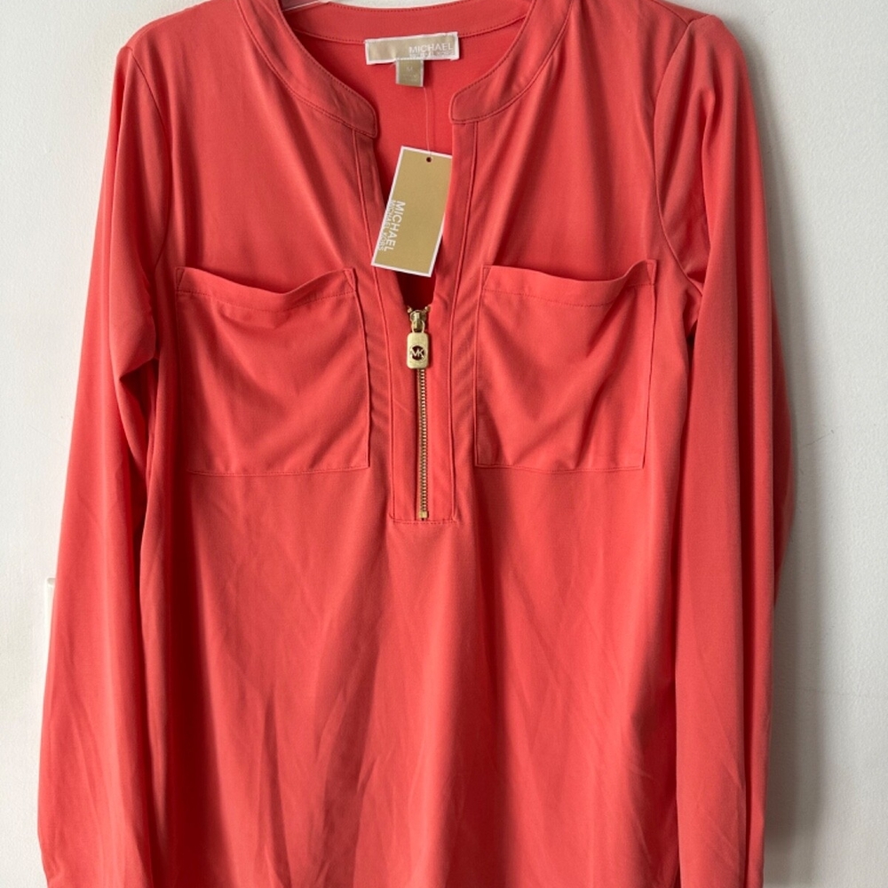 1x NEW Michael Kors Coral Long Sleeve Blouse